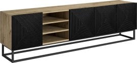 TV komoda s policami Asha 200 5D (kovinski okvirj) - črna/hrast artisan