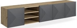 Stenska TV komoda s policami Asha 200 5D - river stone/hrast artisan