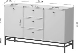 Bogart - Komoda Lorini z nogicami 2D3SZ - 150 cm