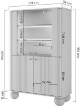 Bogart - Vitrina Vesper - črna, na okroglih nogah, zlate ročaji