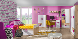 Otroska soba Nico - hrast/roza