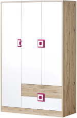 Garderobna omara Nico 3 - hrast/roza