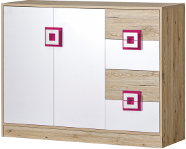 Komoda Nico 8 - hrast/roza