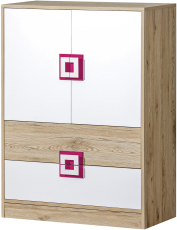 Komoda Nico 9 - hrast/roza