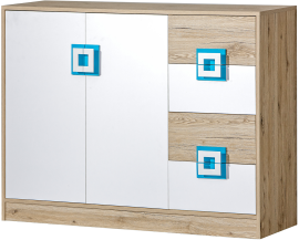 Komoda Nico 8 - hrast/turkizna