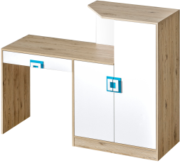 Pisalna miza + komoda Nico 11 - hrast/turkizna
