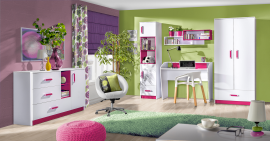 Otroska soba Trafiko - bela/roza