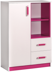 Visoka komoda Trafiko 6 - bela/roza