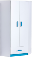 Kotna garderobna omara Trafiko 2 - bela/turkizna