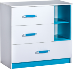 Komoda Trafiko 8 - bela/turkizna