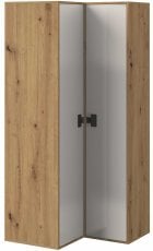 Kotna garderobna omara Index 03 – bela sijaj/artisan hrast