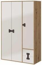 Garderobna omara Index 04 – bela sijaj/artisan hrast