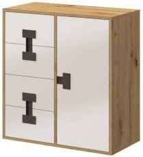 Komoda Index 07 – bela sijaj/artisan hrast