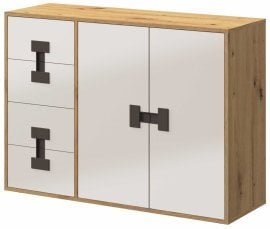 Komoda Index 08 – bela sijaj/artisan hrast