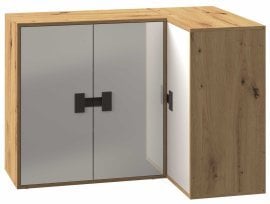 Kotna komoda Index 09 – bela sijaj/artisan hrast