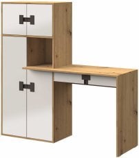 Pisalna miza+regal Index 11 – bela sijaj/artisan hrast