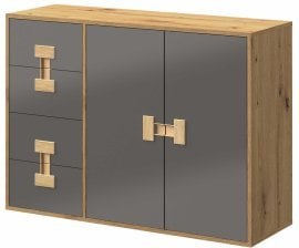 Komoda Index 08 – siva sijaj/artisan hrast