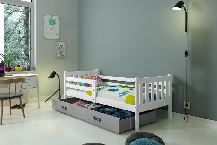 BMS Group - Otroška postelja Carino - 80x190 cm - bela/grafit