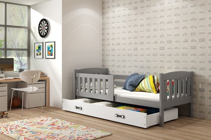 BMS Group - Otroška postelja Kubus - 80x160 cm - grafit/bela