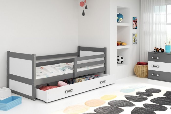 BMS Group - Otroška postelja Rico - 90x200 cm - grafit/bela