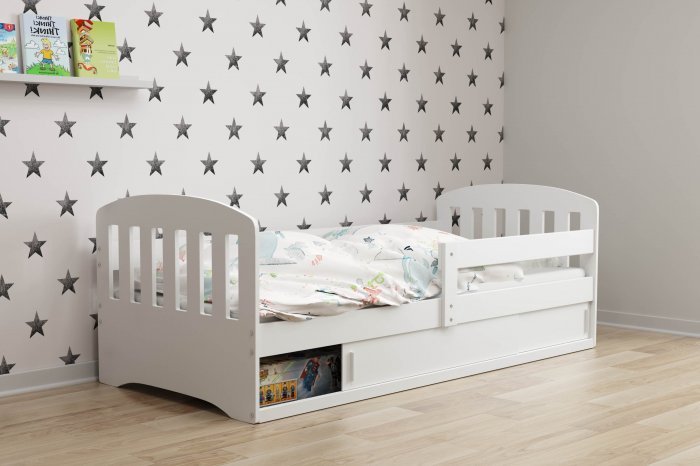 Otroška postelja Classic-1 - 80x160 cm - bela-bela