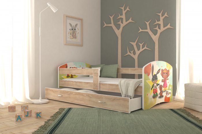 AJK Meble - Otroška postelja Lucky 90x180 cm - sonoma hrast