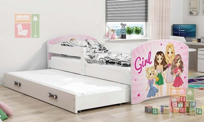 BMS Group - Otroška postelja Luki z dodatnim ležiščem  - 80x160 cm - barva bela