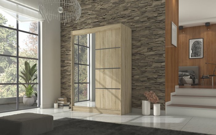 Garderobna omara z drsnimi vrati Gilton - 150 cm