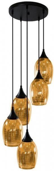 Candellux - Viseča stropna svetilka Marina 5x60W - Črna + zlata, Baker