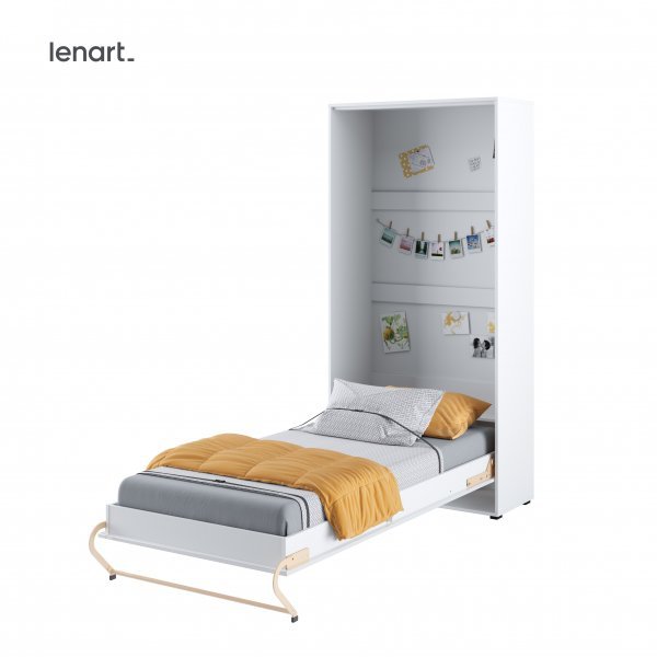Bed Concept - Postelja v omari Lenart - Concept Pro 03 - 90x200 cm - bela sijaj 