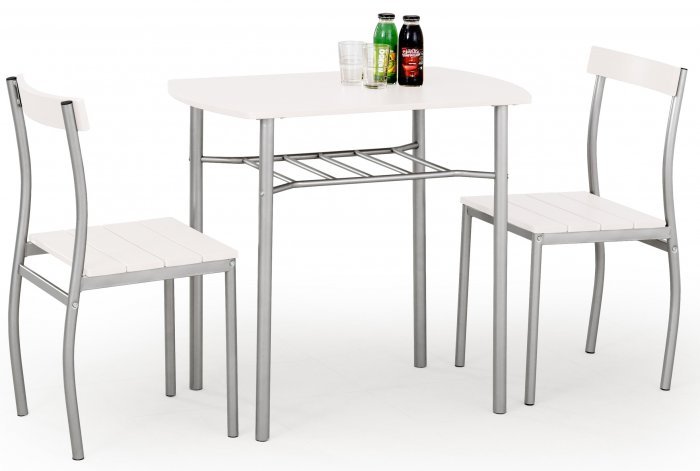 Halmar - Jedilna miza Lance + 2 stola - bela
