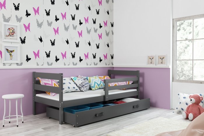 BMS Group - Otroška postelja Eryk - 90x200 cm - grafit/grafit