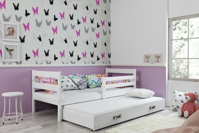 BMS Group - Otroška postelja Eryk z dodatnim ležiščem - 80x190 cm - bela/bela