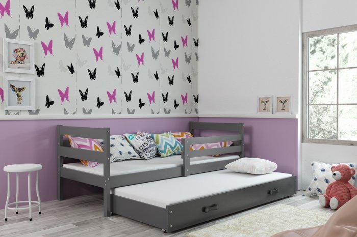 BMS Group - Otroška postelja Eryk z dodatnim ležiščem - 90x200 cm - grafit/grafit