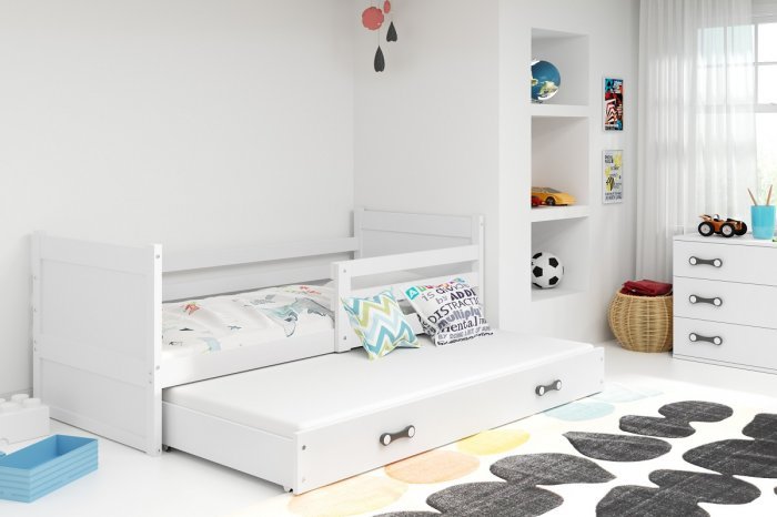 BMS Group - Otroška postelja Rico z dodatnim ležiščem - 90x200 cm - bela/bela