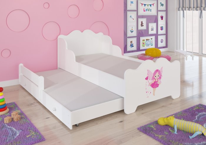 ADRK - Otroška postelja Ximena II grafika z dodatnim ležiščem - 70x140 cm