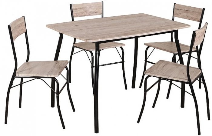 Signal -  Jedilna miza + 4 stoli Modus - hrast/črna