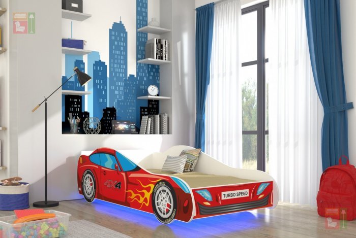 ADRK - Otroška postelja Cars 80x160 cm + LED