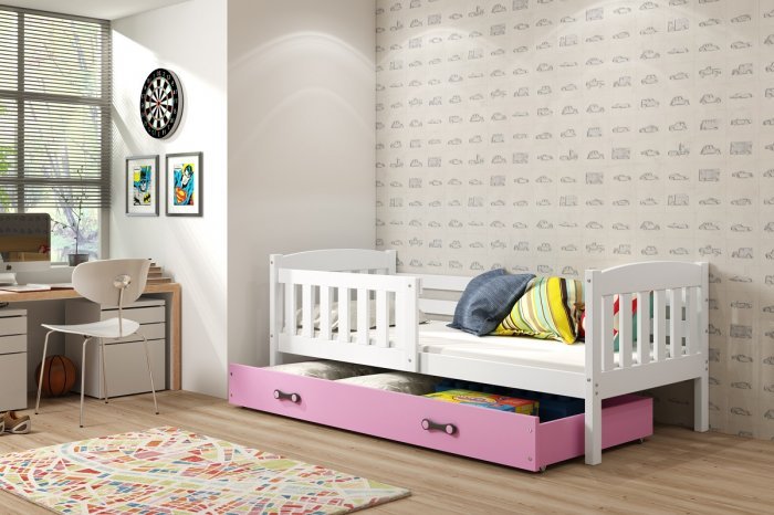BMS Group - Otroška postelja Kubus - 80x160 cm - bela/roza