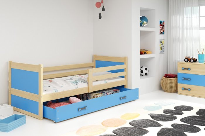 BMS Group - Otroška postelja Rico - 80x190 cm - bor/modra