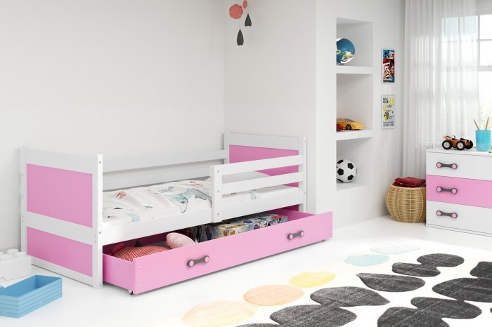 BMS Group - Otroška postelja Rico - 80x190 cm - bela/roza