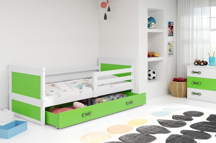 BMS Group - Otroška postelja Rico - 90x200 cm - bela/zelena