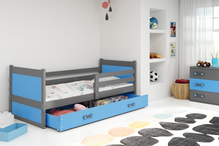BMS Group - Otroška postelja Rico - 80x190 cm - grafit/modra