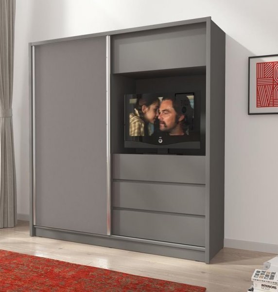 Piaski - Garderobna omara z drsnimi vrati TV 200 - grafit
