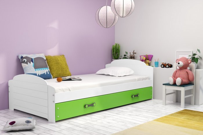 BMS Group - Otroška postelja Lili - 90x200 cm - bela/zelena