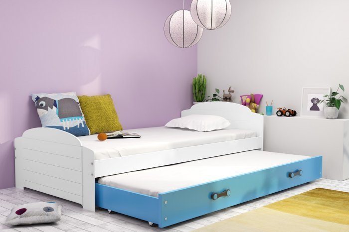 BMS Group - Otroška postelja Lili z dodatnim ležiščem - 90x200 cm - bela/modra