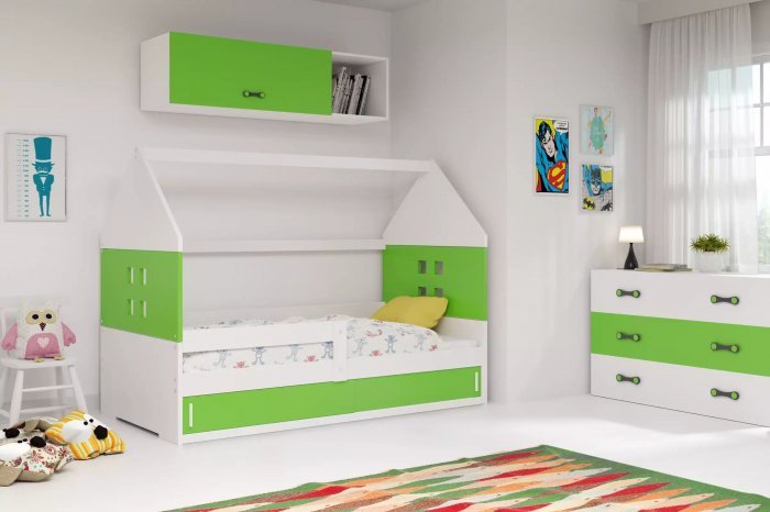 BMS Group - Otroška postelja Domi-1 - 80x160 cm - bela/zelena