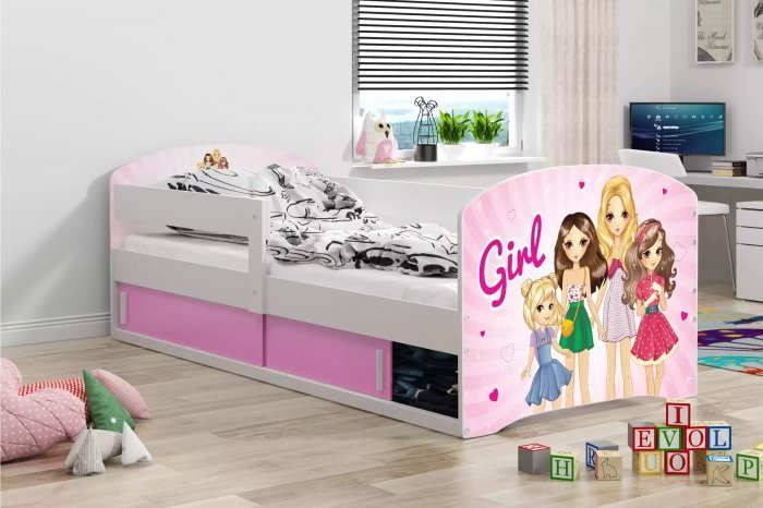 BMS Group - Otroška postelja Luki-1 - 80x160 cm - bela/Girls