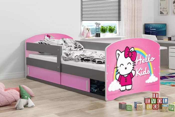 BMS Group - Otroška postelja Luki-1 - 80x160 cm - grafit/Hello kids