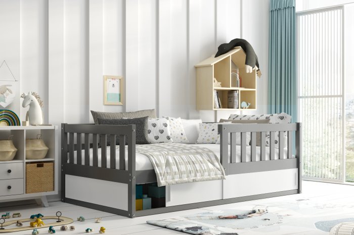 BMS Group - Otroška postelja Smart - 80x160 cm - grafit/bela